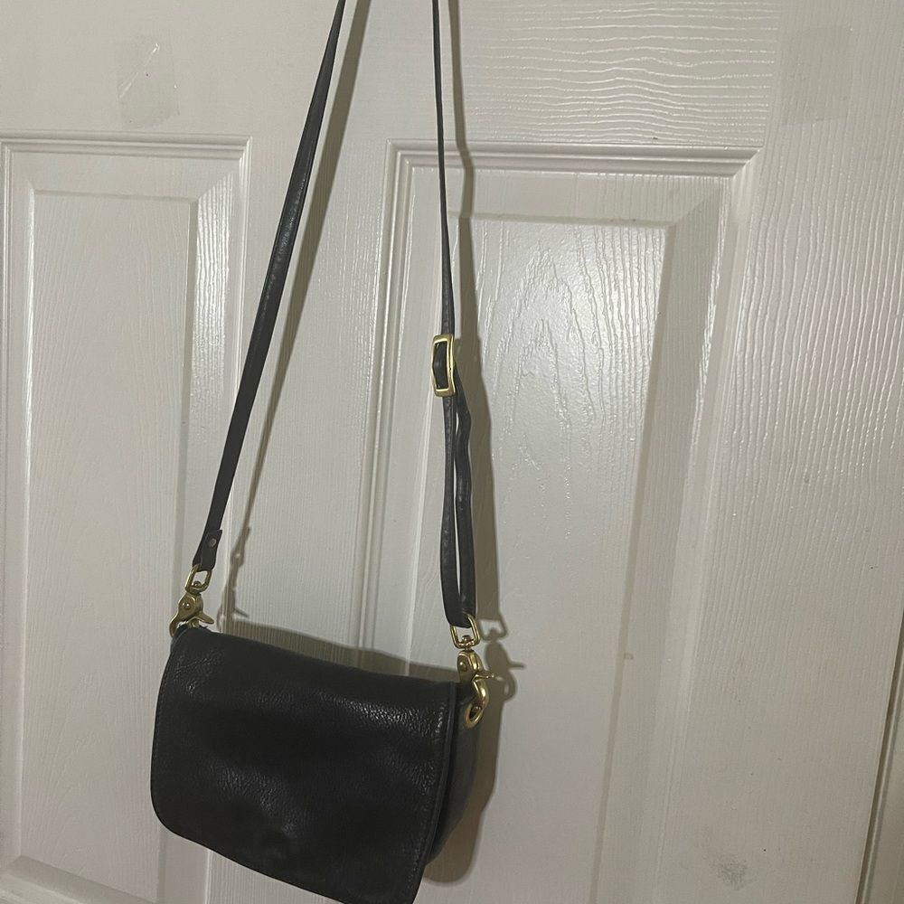 Vintage Libaire Black Pebbled Leather Crossbody Bag/Shoulder Purse - Made in USA